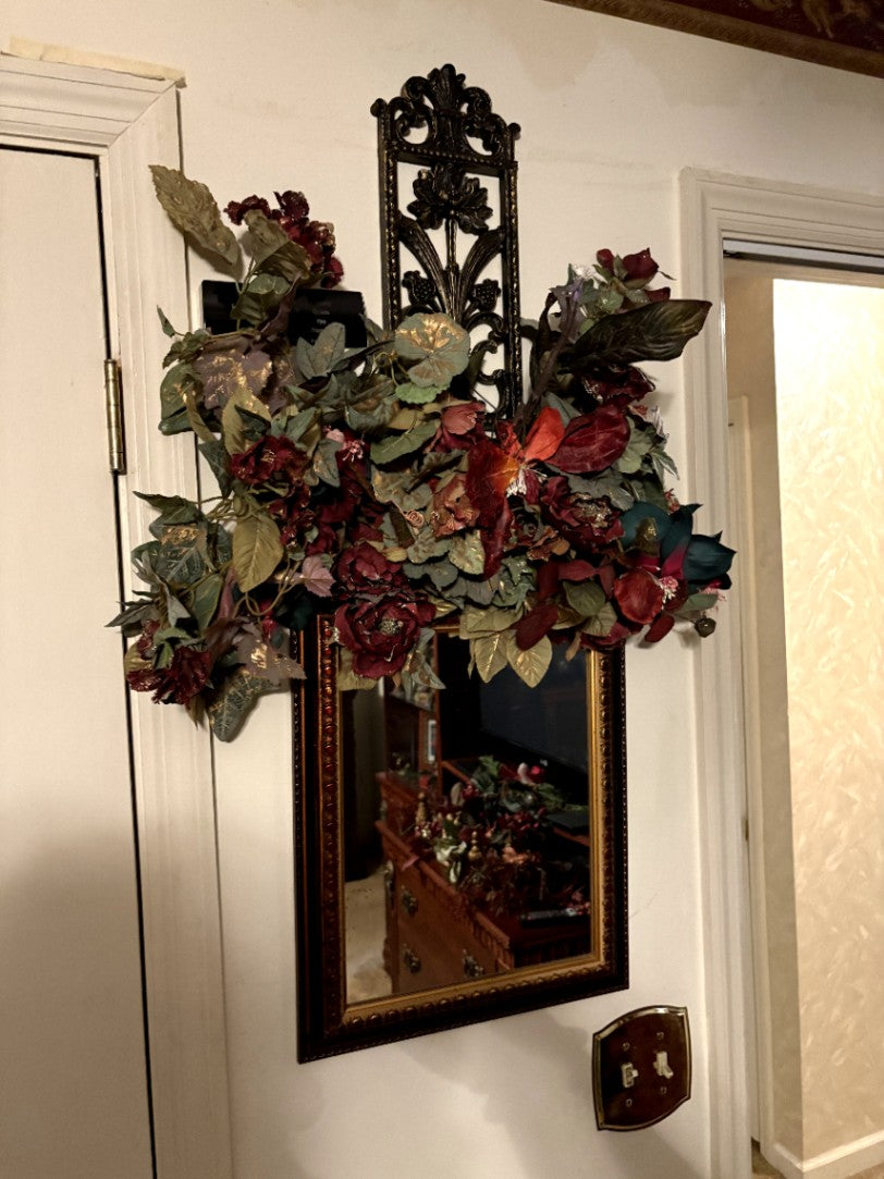 Decorative Wall Mirror with Floral Arrangement