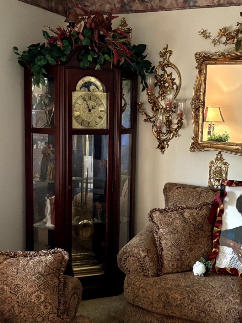 Vintage Curio Cabinet with Clock