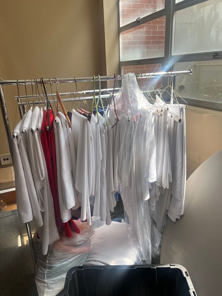 Assorted White and Red Garments