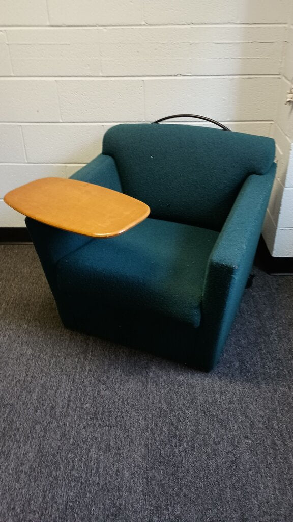 Vintage Upholstered Armchair with Wooden Tray
