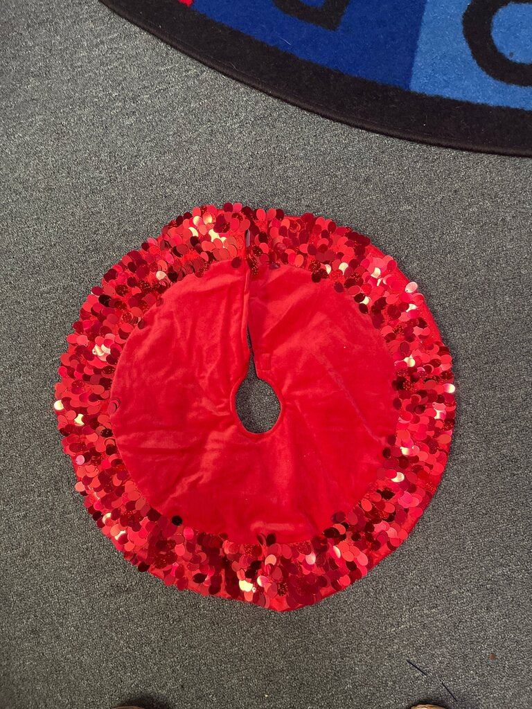 Red Sequin Christmas Tree Skirt