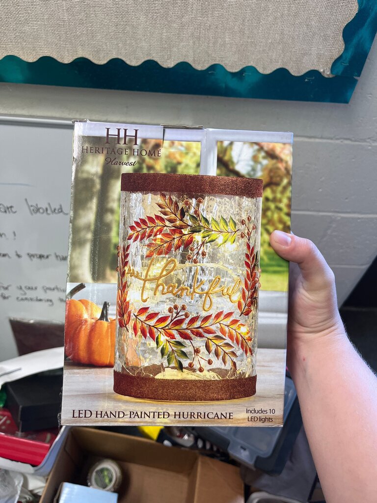 LED Hand-Painted Hurricane Lantern