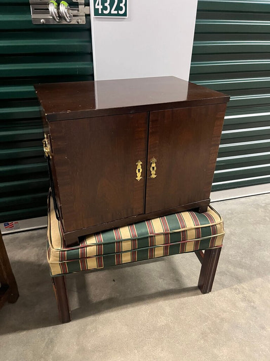 Vintage Wooden Cabinet with Brass Handles