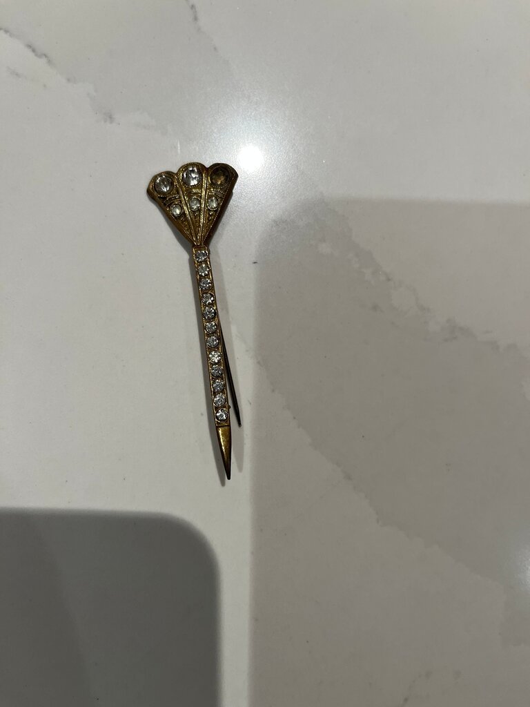 Vintage Gold Tone Brooch with Rhinestones