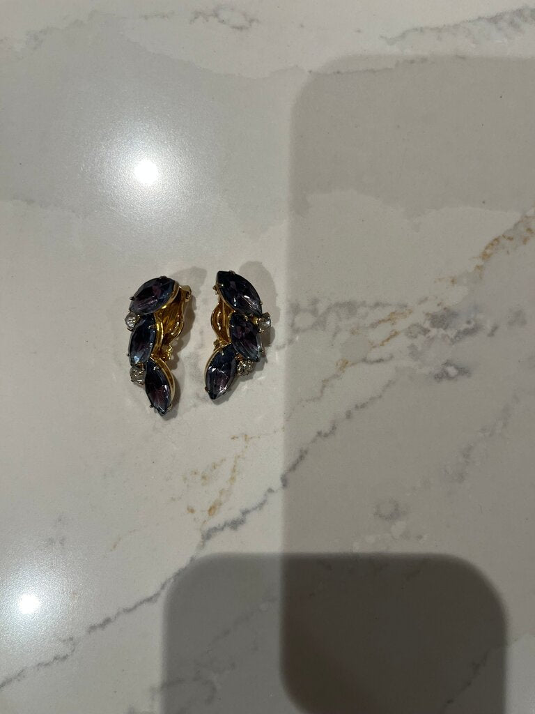 Elegant Purple Stone Clip-On Earrings