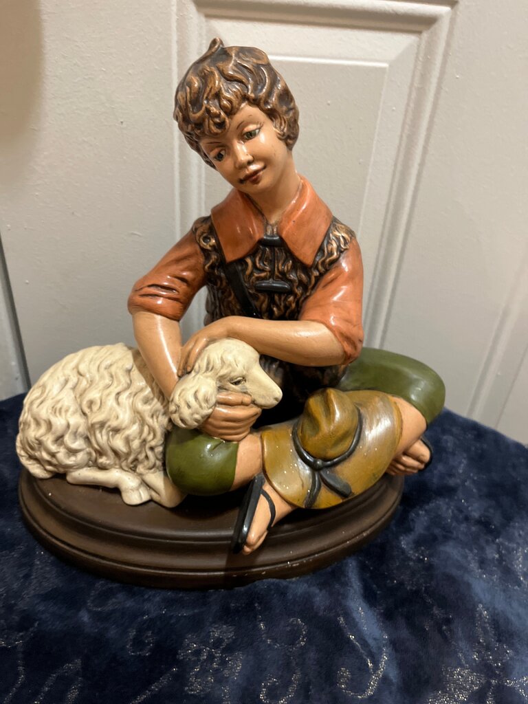 Boy with Dog Figurine