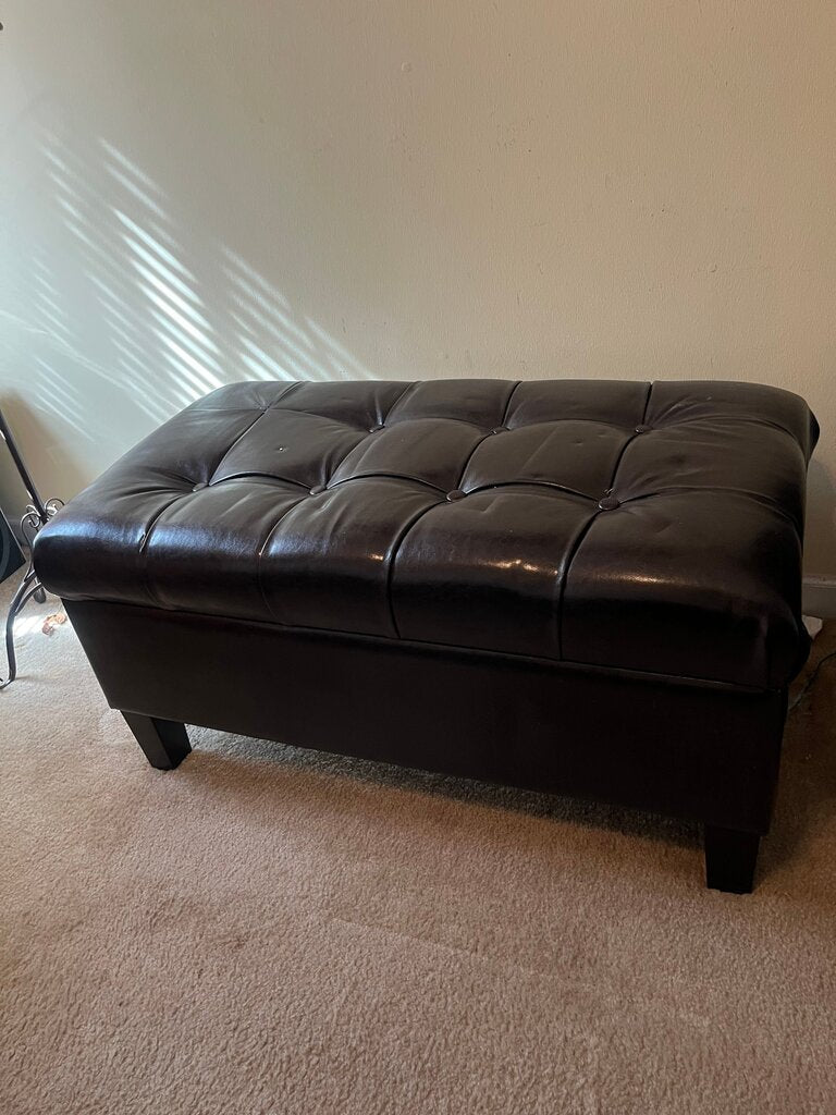 Brown Tufted Storage Ottoman