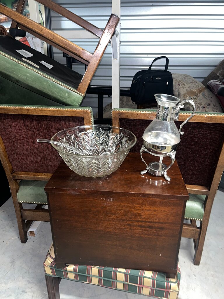 Vintage Crystal Punch Bowl with Silver Plated Pitcher