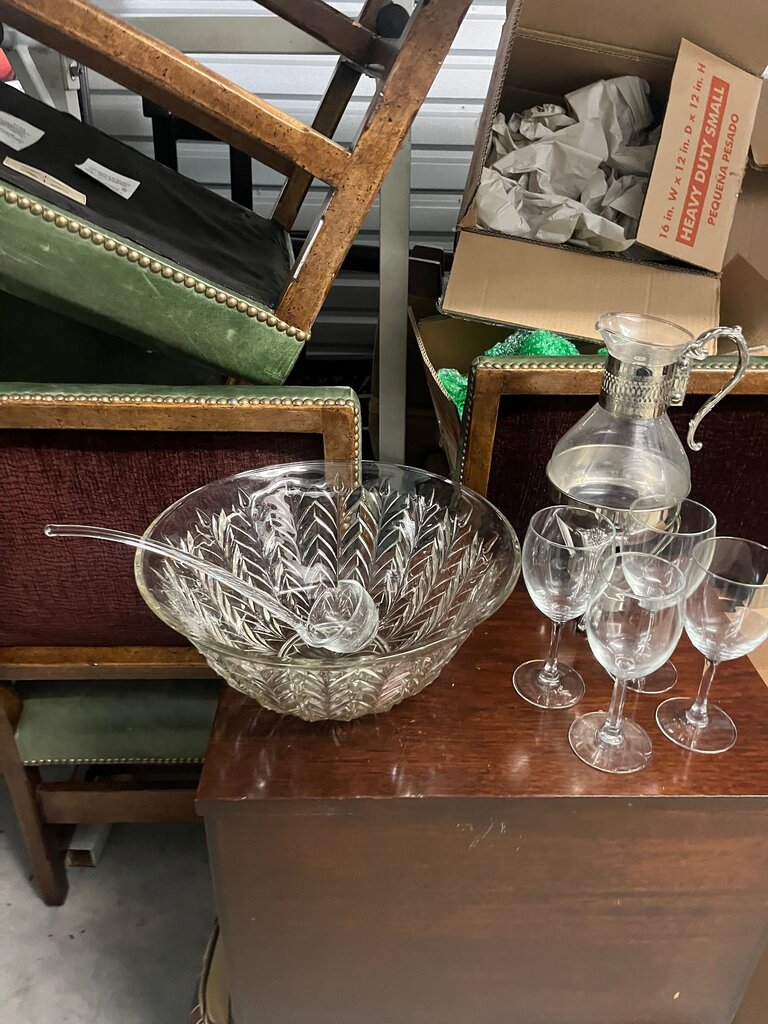 Crystal Punch Bowl Set with Glasses