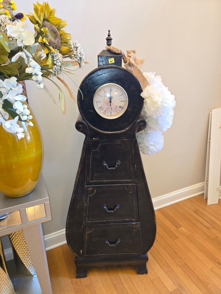Vintage Black Clock Table