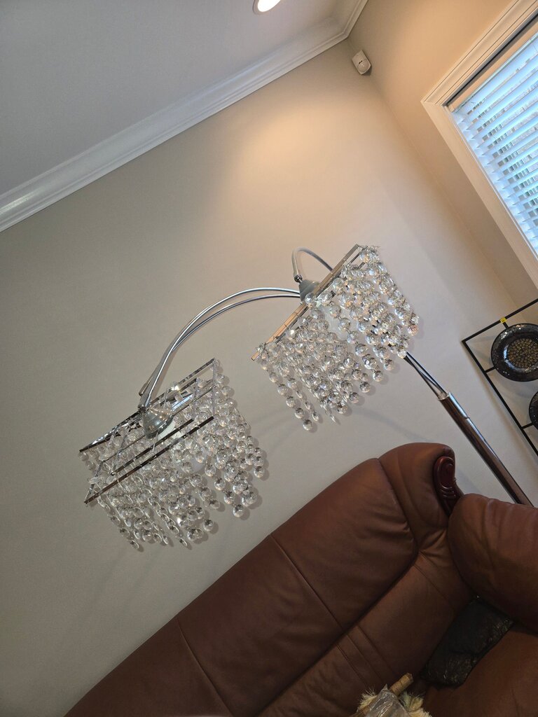 Modern Chrome Floor Lamp with Crystal Shade
