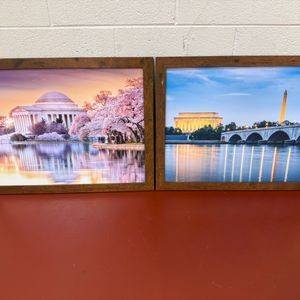 Framed Prints of Washington D.C. Landmarks (Jefferson Memorial and Lincoln Memorial) - Cherry Blossom Season