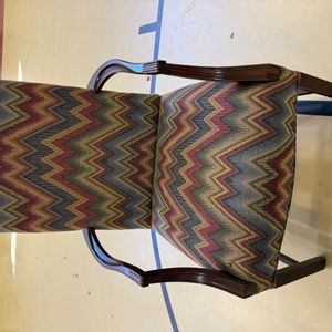 Wingback Armchair with Flame Stitch Upholstery