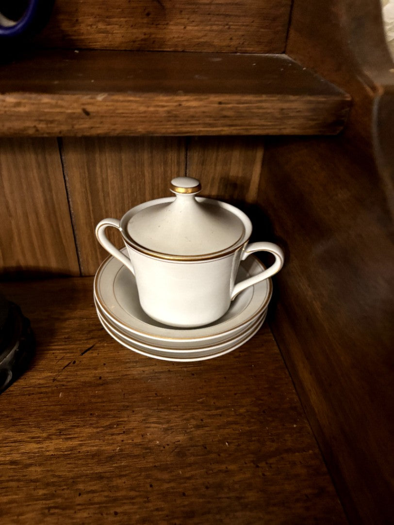 Vintage Porcelain Creamer with Saucer