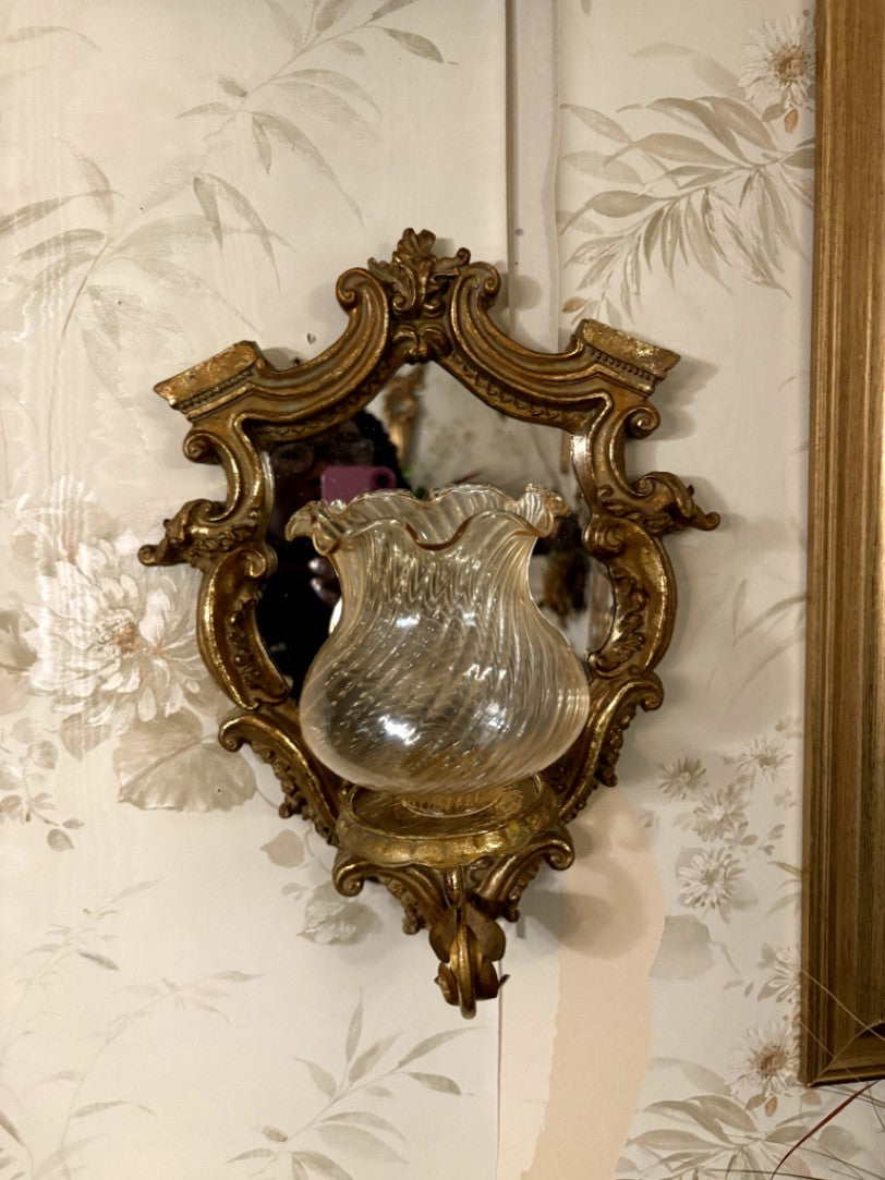 Vintage Wall Sconce with Glass Vase