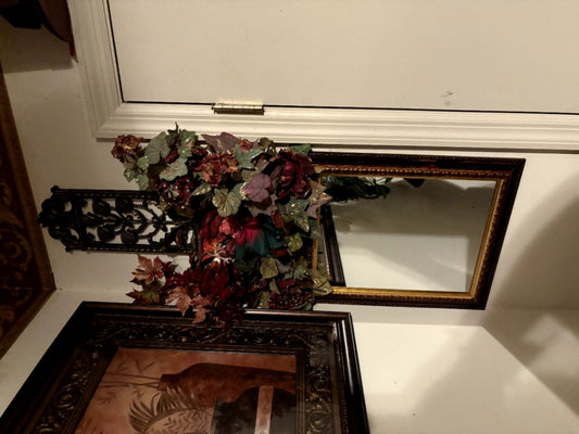 Decorative Wall Mirror with Floral Arrangement