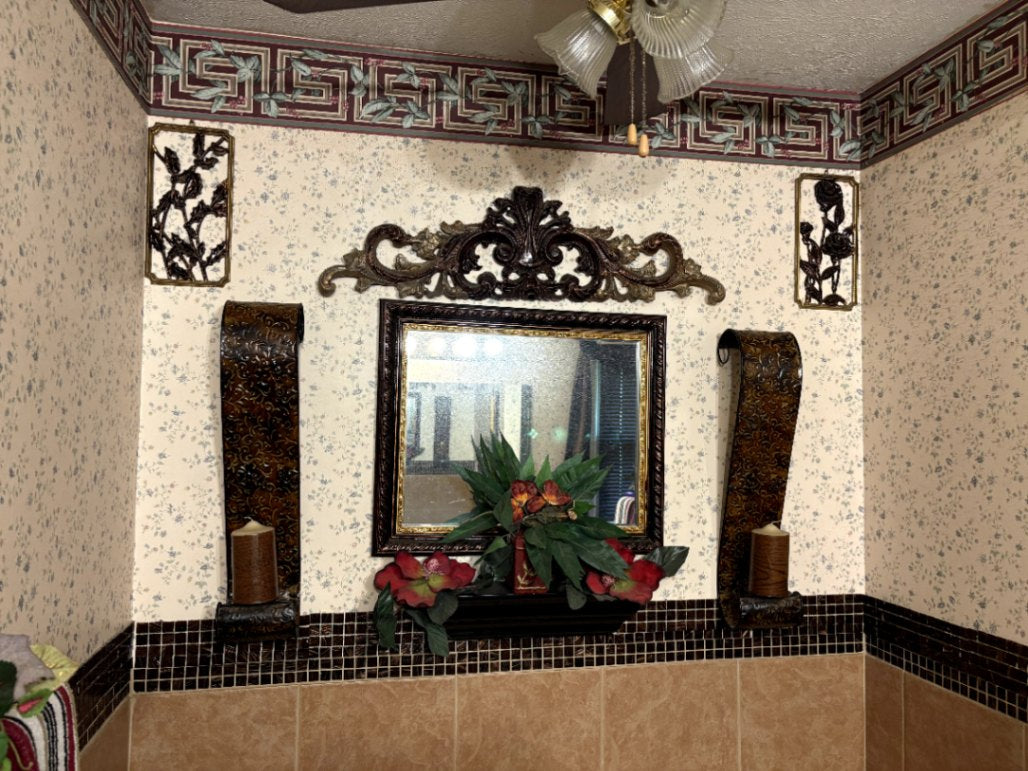 Ornate Wall Mirror with Candle Holders
