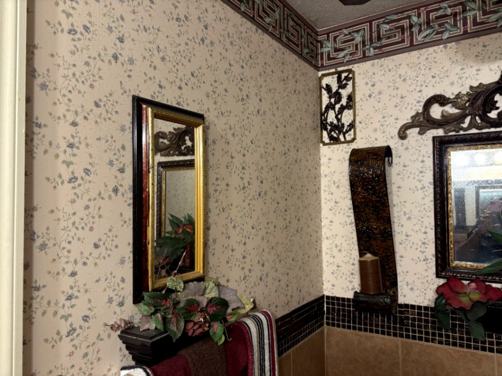 Decorative Bathroom Wall with Mirror and Accessories