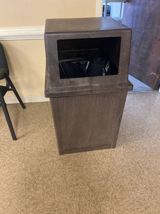 Brown Trash Can with Lid