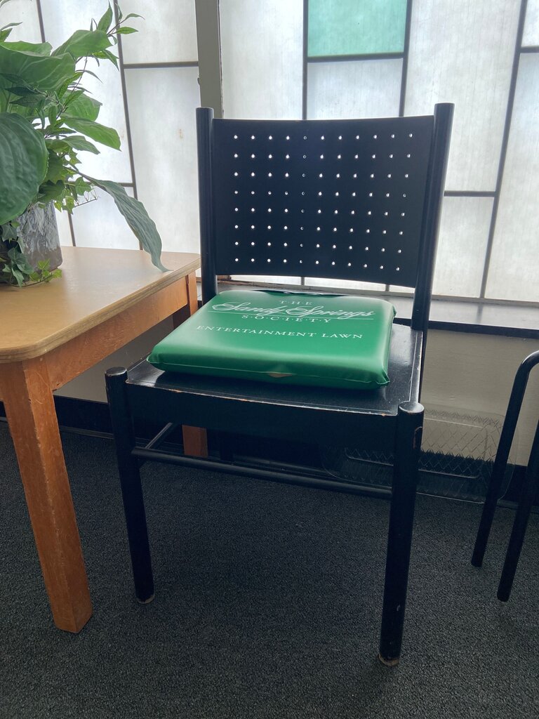 Black Chair with Green Cushion