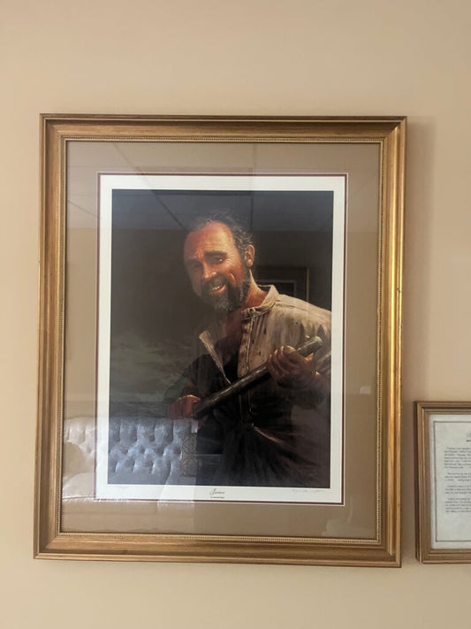 Framed Art Print of Man with a Fishing Rod
