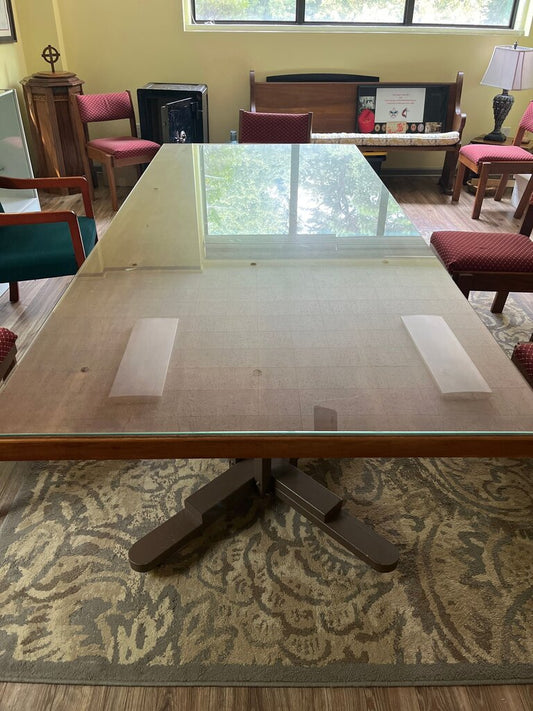 Mid-Century Modern Glass Top Dining Table