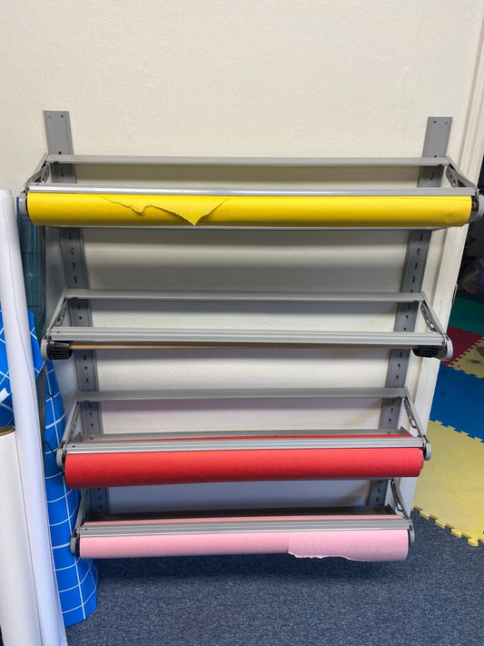 Craft Paper Storage Rack with Colorful Rolls