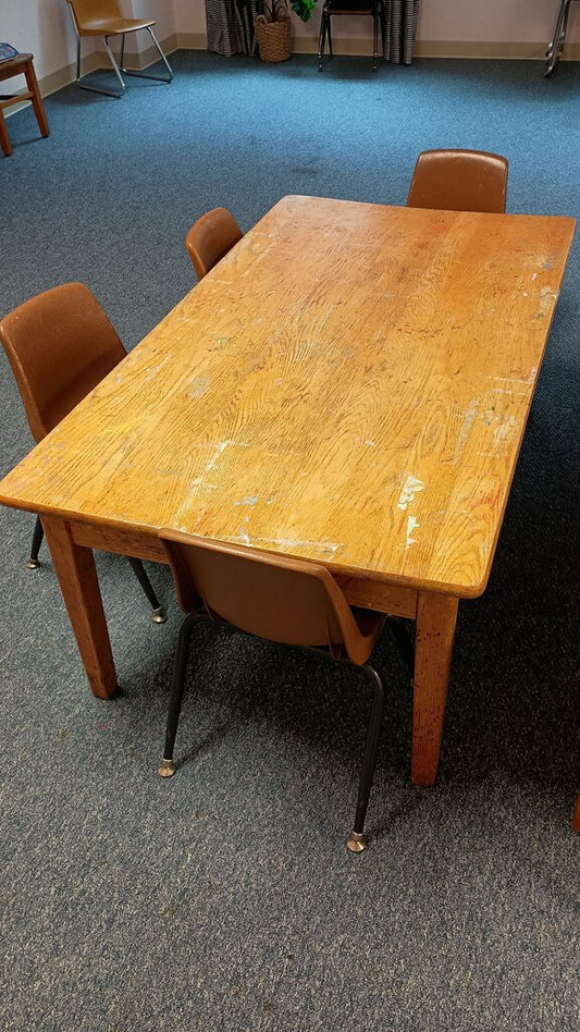 Wooden Table with Plastic Chairs