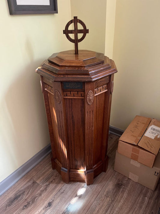 Wooden Baptismal Font with Cross