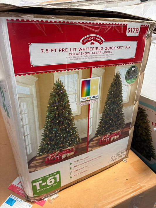 7.5-ft Pre-Lit Whitefield Quick Set Fir Christmas Tree