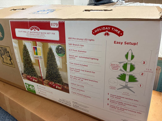 7.5-ft Pre-Lit Whitefield Quick Set Fir Christmas Tree