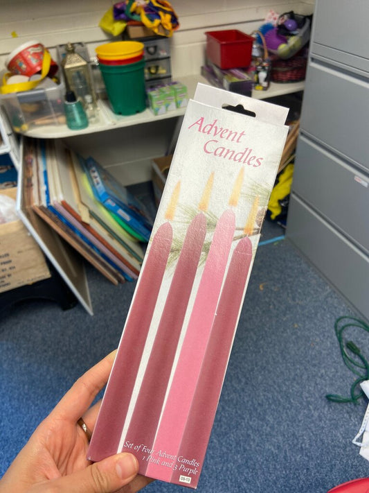 Advent Candles Set of 4 - Pink and Purple