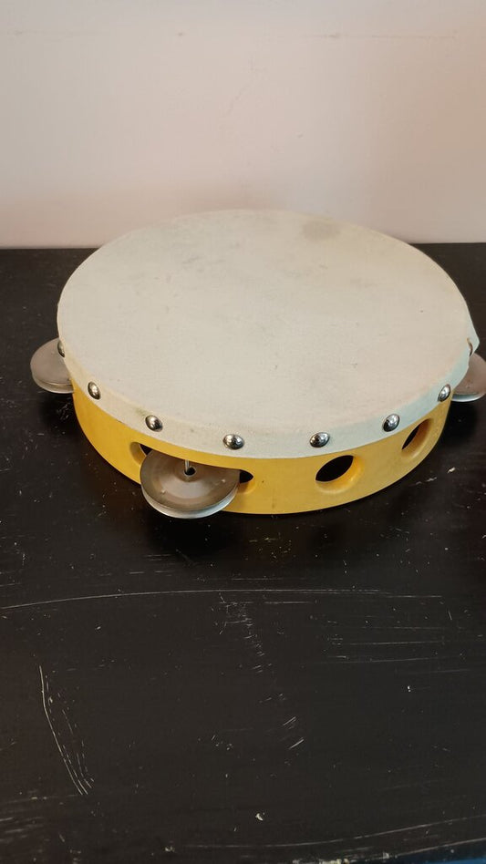 Yellow Tambourine with Metal Jingles