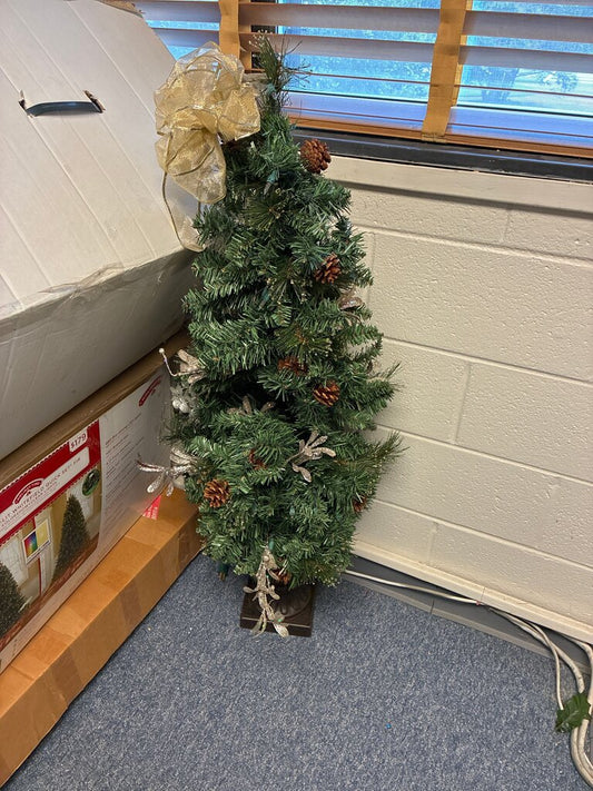 Artificial Christmas Tree with Bow and Pine Cones