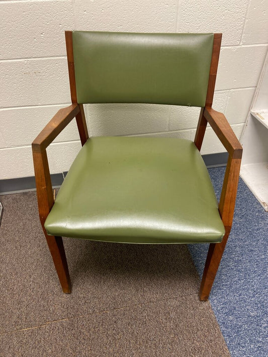 Mid-Century Modern Green Vinyl Armchair