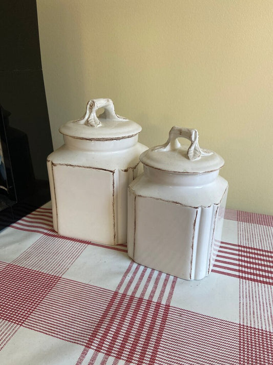 Vintage White Decorative Canisters