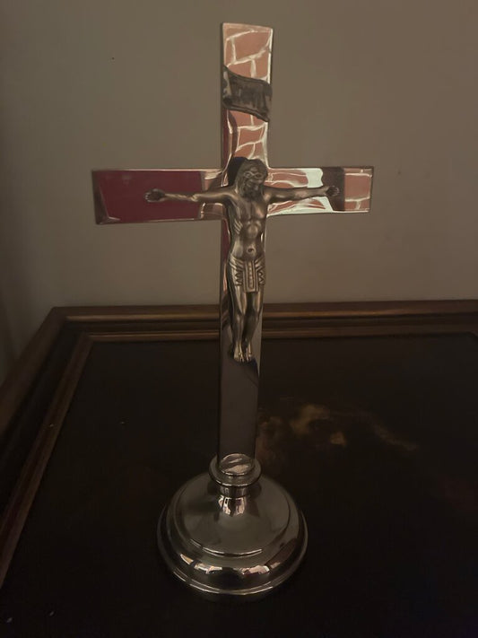 Silver Cross with Jesus Figurine