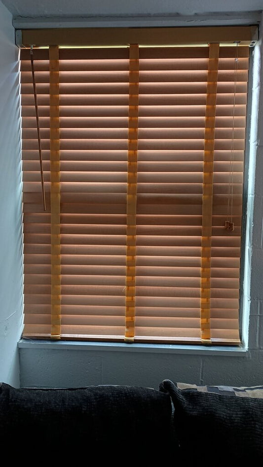Wooden Blinds with Yellow Tint