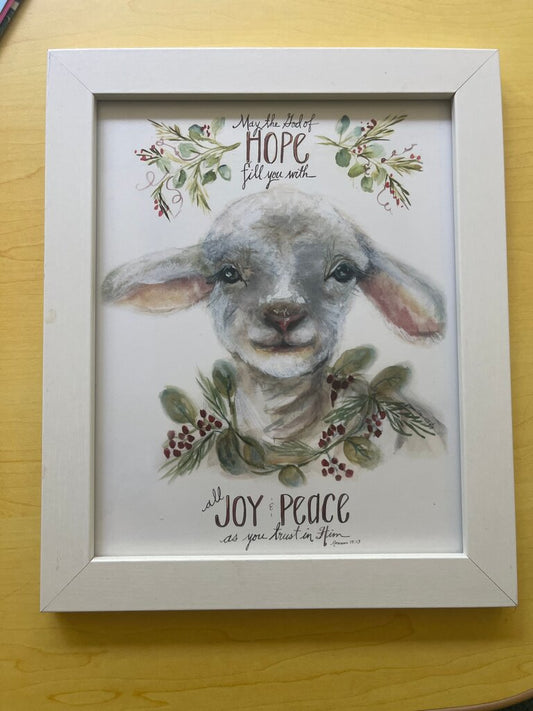 Framed Inspirational Art with Sheep Illustration
