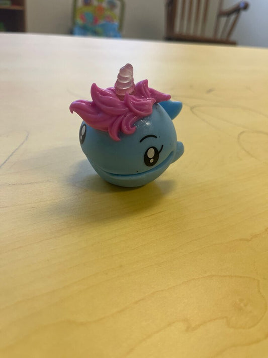 Cute Blue Narwhal Toy with Pink Hair