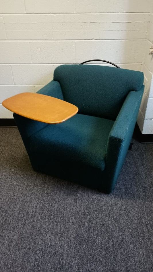 Vintage Upholstered Armchair with Wooden Tray