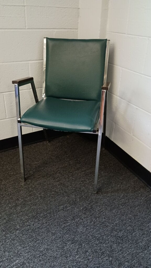 Green Vinyl Chair with Metal Frame