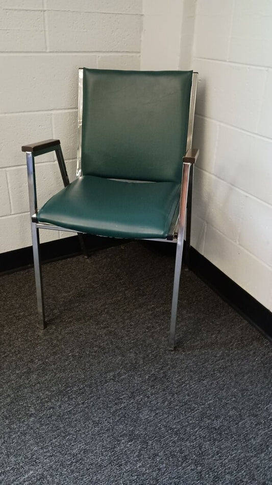 Green Vinyl Chair with Metal Frame
