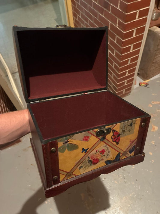 Vintage Decorative Storage Box with Butterfly Design