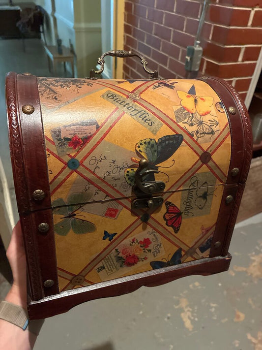 Vintage Decorative Storage Box with Butterfly Design