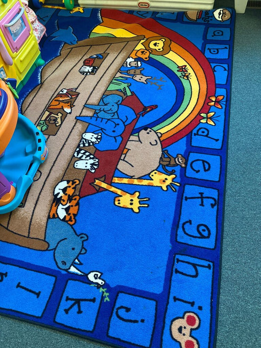 Colorful Noah's Ark Educational Area Rug