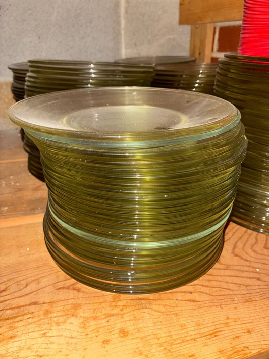 Stack of Green Glass Plates