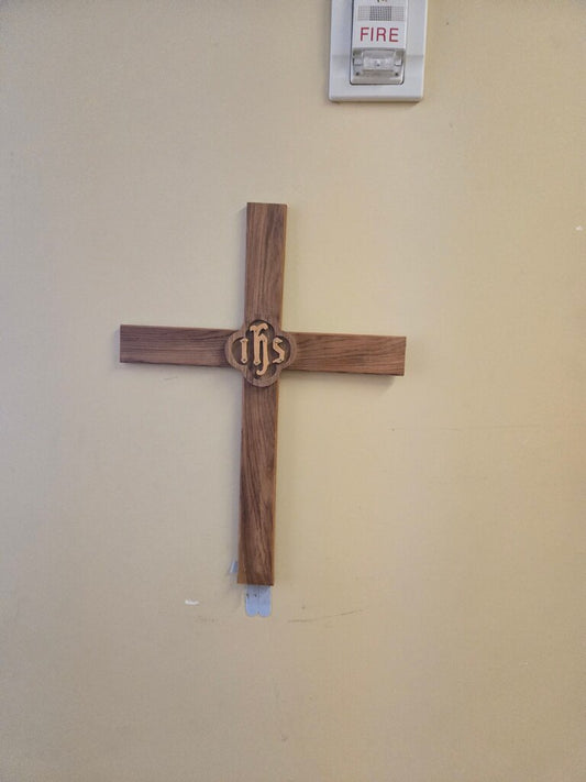 Wooden Cross with IHS Emblem