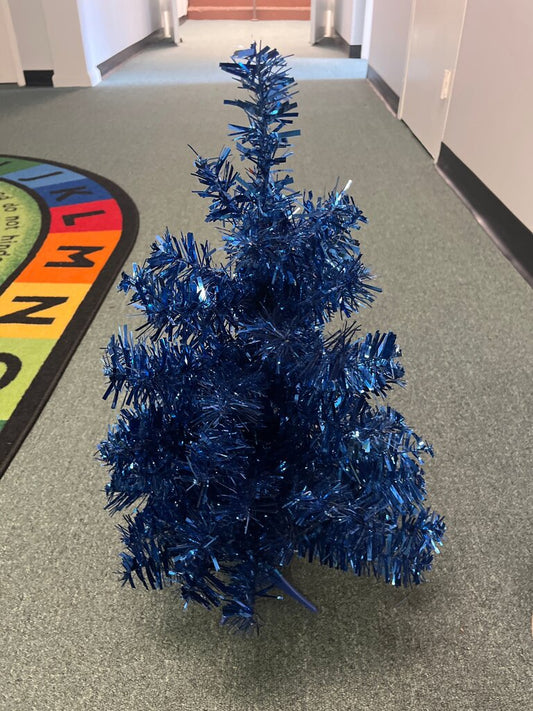 Blue Tinsel Christmas Tree