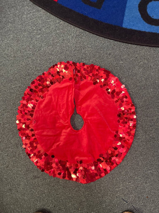 Red Sequin Christmas Tree Skirt